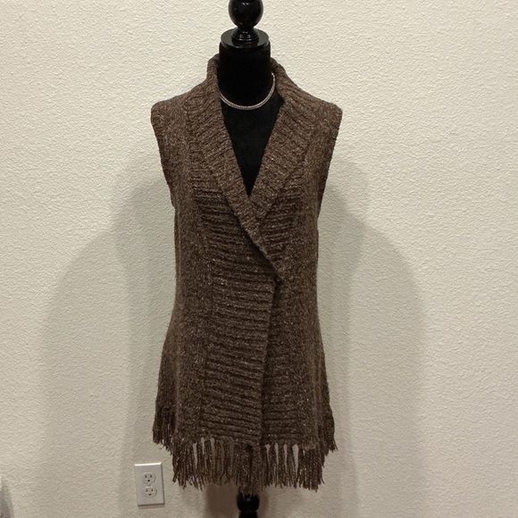 Charter Club Brown Women's Cardigan with Fringe - Picture 1 of 4